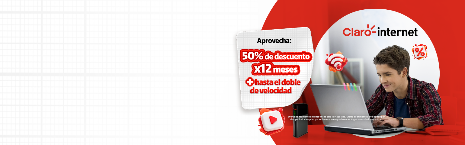 Cámbiate a Claro y recibe 50% de descuento x 12 meses Cámbiate a Claro y recibe 50% de descuento x 12 meses