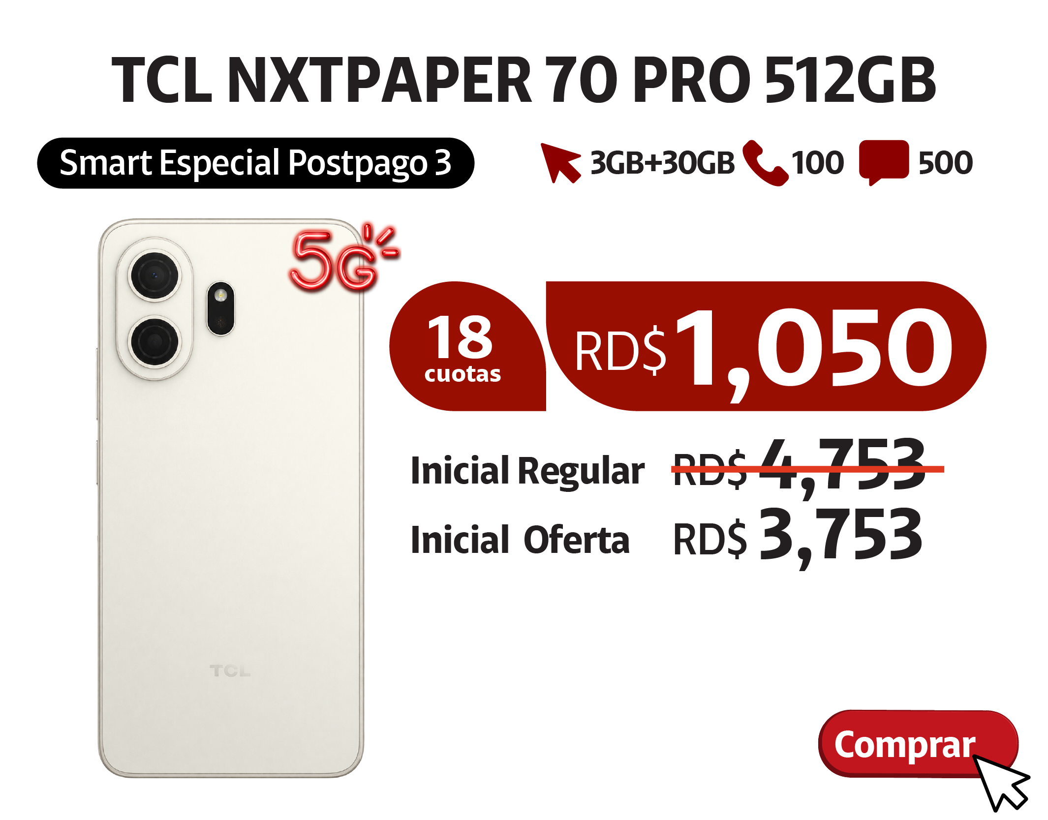 TCL NXTPAPER 70 Pro 512GB Nebula Gold